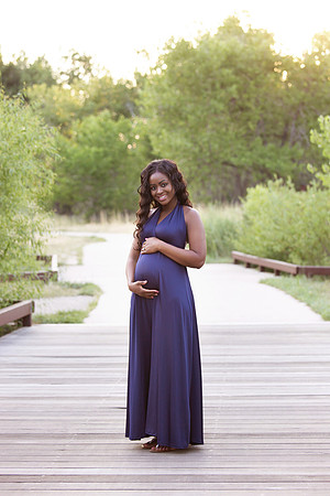 Summer Maternity Photo in Blue Gown