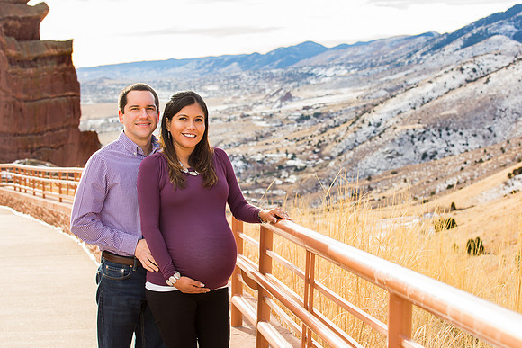 Casual Couples Maternity Photo at Red Rocks
